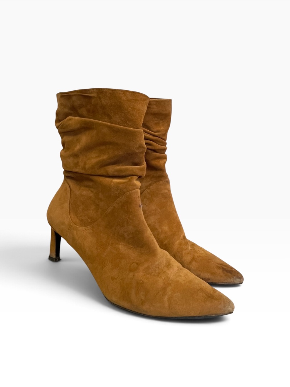 Stuart Weitzman | Brown Suede Slouch Boot Kitten Heel 9.5